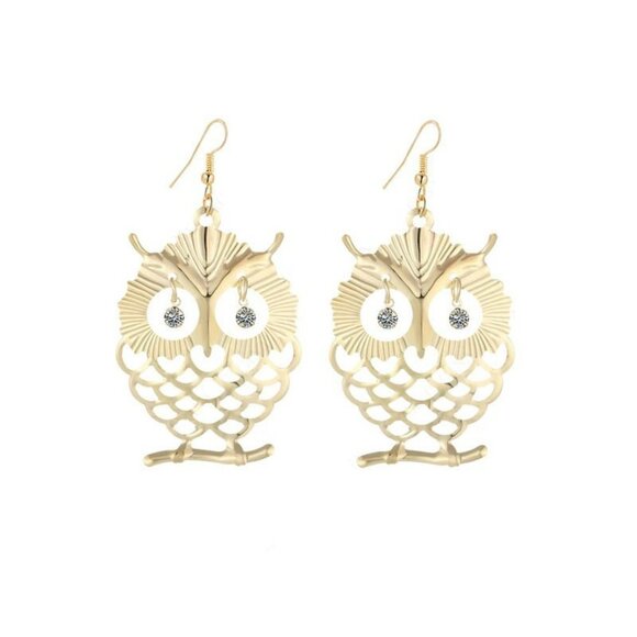 Simple Owl Dangle Earrings - Picture 3 of 3